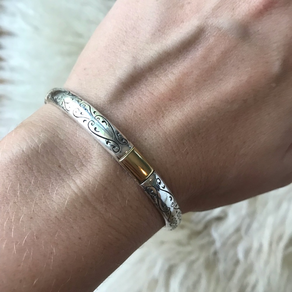 Brighton Silver with Gold Accent Classic Bangle